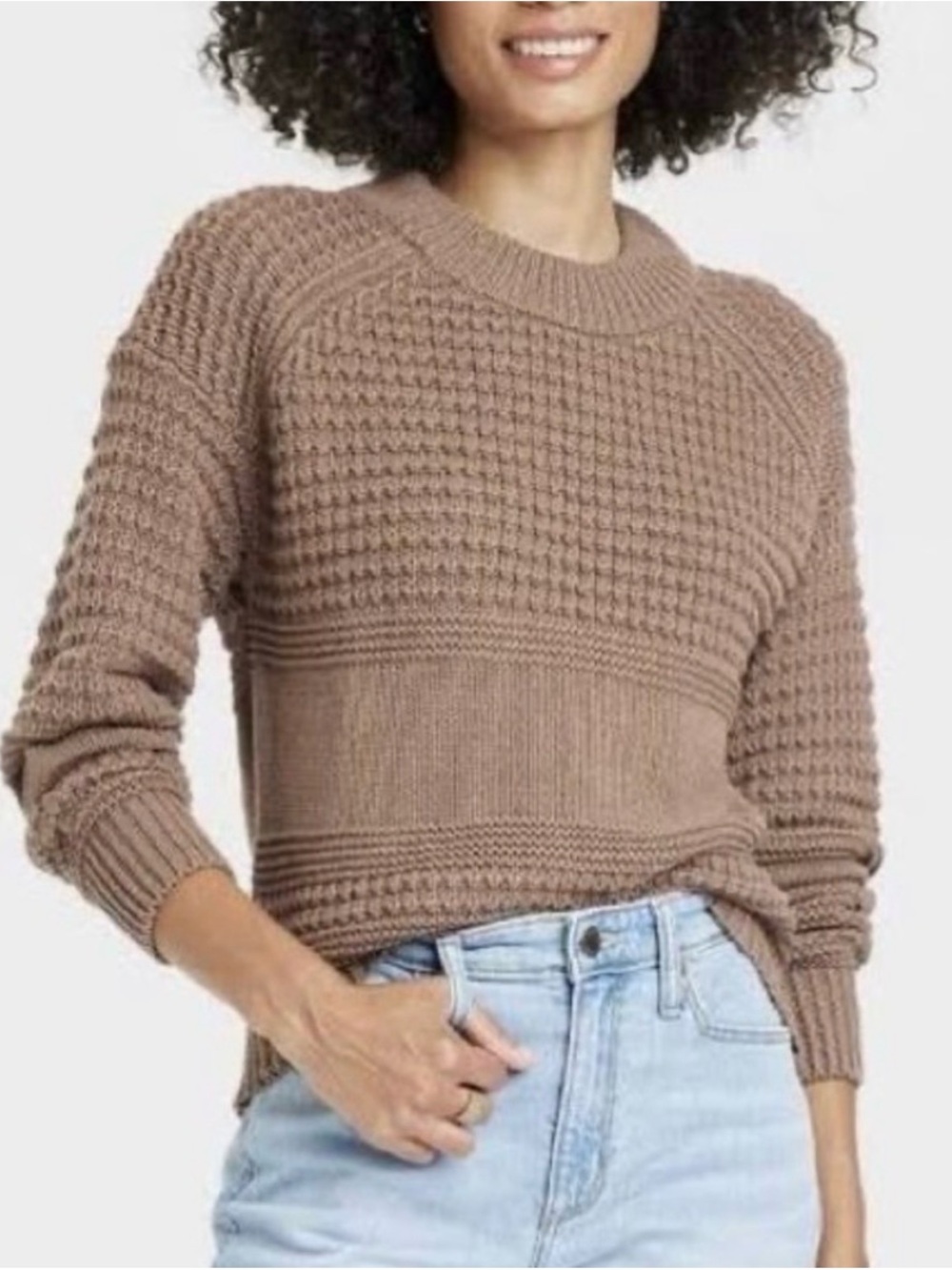 Universal Thread Chunky Knit Crewneck Sweater - Brown